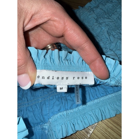 Endless Rose Sz Medium Ruffled Babydoll Tank Top Lot Pink Teal Blue - Picture 8 of 8